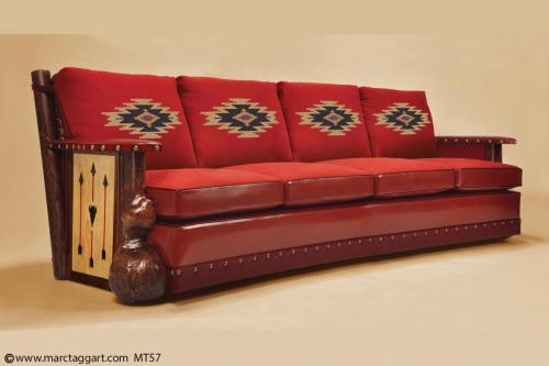 MT57 burl sofa w/ routed panel